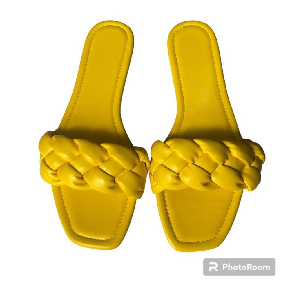 Braid Strap Sandals Yellow Size 38